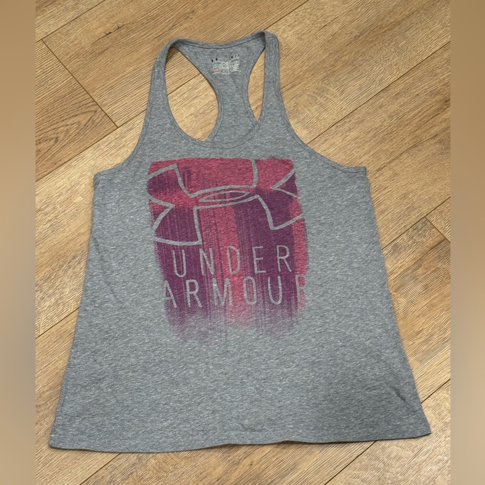 Under Armour Heather Gray and Pink Tank Top